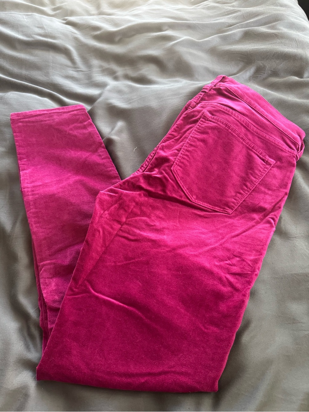 J. Crew Women's Fuchsia Velvet Texture Skinny Jeans